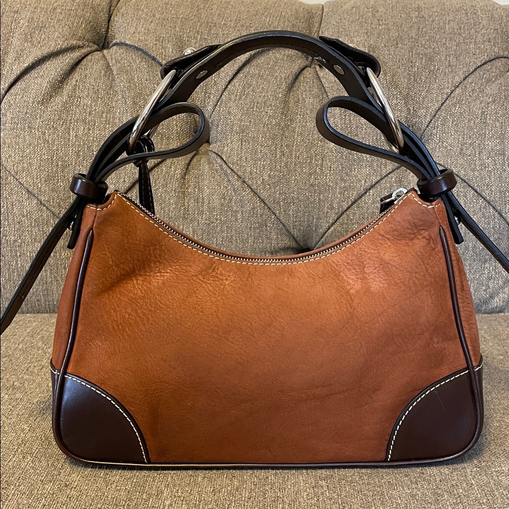 Dooney & Bourke Vintage 1975 Tan and Brown Leather Shoulder Bag - Picture 4 of 7
